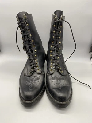 HATHORN Leather Logger Packer Plain Toe Black Work Boots Mens 11EE - Image 1 of 4