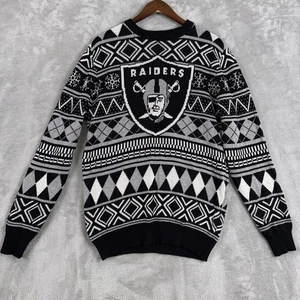 Las Vegas Raiders Sweater Knit Mens Size Large NFL Team Apparel “Ugly Christmas” - Picture 1 of 10