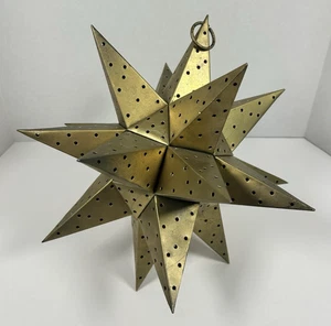VTG 12" Moravian Star Candle Holder Hanging Lantern Light Tin Metal 18 Points - Picture 1 of 5