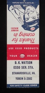 Libro de fósforos D. K. Watson Esso de la década de 1950 Stanardsville VA Greene Co - Imagen 1 de 2