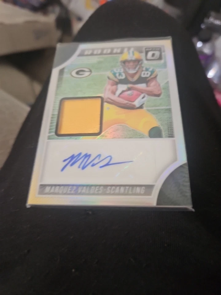 MARQUEZ VALDES SCANTLING 2018 DONRUSS OPTIC RPA ROOKIE PATCH AUTO RC #/35 PRIZM - Image 1 of 3