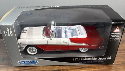 1955 Oldsmobile Super 88 Convertible Red Diecast 1:26 Original Package Welly New - Image 1 of 4
