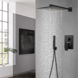 Kit integrado de grifos mezcladores de ducha de baño negro mate de 8 pulgadas - Imagen 1 de 7