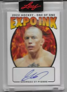 Georges St Pierre 2022 Leaf Hockey EXPO INK Signature FIRE Auto SP Autograph 1/1 - Picture 1 of 2
