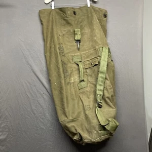 Vintage US Army Military Green Canvas Duffle Bag Top Load - Picture 1 of 15