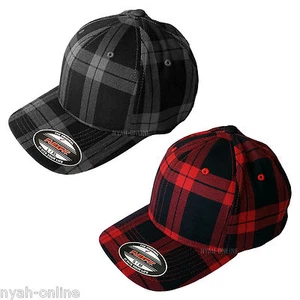 NUEVA GORRA A CUADROS *AJUSTADA* FLEXFIT LISA A CUADROS DE BÉISBOL A CUADROS FLEXIFIT PEAK - Imagen 1 de 8