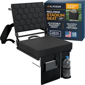 Folding Reclining Stadium Seats with Back Support for Bleachers, Bleacher Chairs - Picture 1 of 7