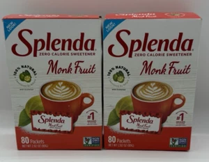 Splenda Zero Calorie Sweetener 80 Packets 100% Monk Fruit Lot of 2 - Picture 1 of 7