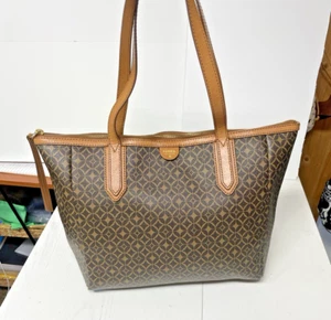 FOSSIL SYDNEY SIGNATURE LARGE TOTE BAG SHOULDER PURSE LEATHER / Read Flaw - Picture 1 of 12