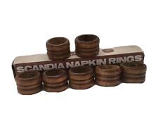 Scandia Wood Napkin Rings in Original Box Vtg Set of 7 Crafting Crafts Dining