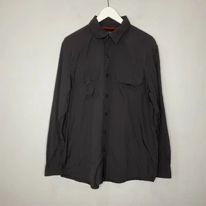 Chaps Men Shirt Size Medium Black Long Sleeve Vented Nylon Pockets Button up - Picture 1 of 9