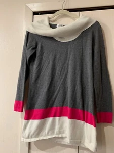 Motherhood Maternity Woman's Sweater Long Sleeve Med Grey Pink Ivory Turtleneck - Picture 1 of 7
