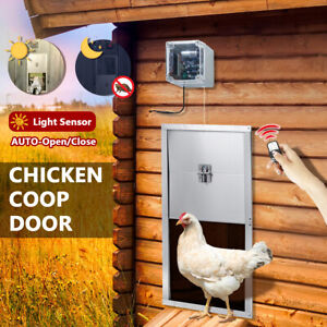 Hühnerklappe Elektrisch Automatische Hühnerstall  mit Timer Lichtsensor Fernbedi