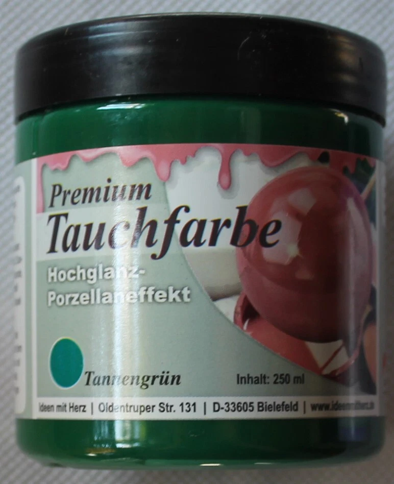 MARKENLOS 250 ml Premium Tauchfarbe "Tannengrün", Hochglanz, Porzellaneffekt, Jittenmeier