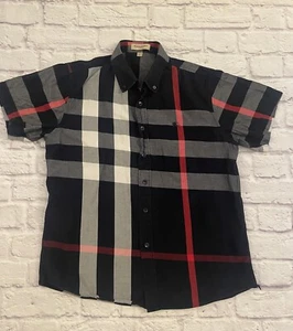 Burberry Young boy Simpson Check Short Sleeve Button up. Size XL READ FLAWS - Picture 1 of 16