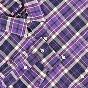 Vintage Ralph Lauren Big Shirt Mens Small Purple Tartan Plaid Oxford Preppy Pony - Picture 1 of 10