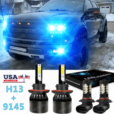 For Ford F-150 2004-14 Ice Blue LED Headlight Hi/Lo + Fog Light Bulbs Combo kit - Image 1 of 4