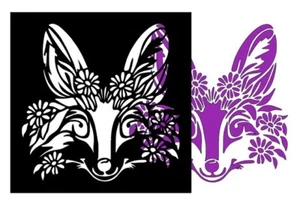 12"x12" Klar Kunststoff Schablone - Floral Fox (ROA33) - Bild 1 von 2