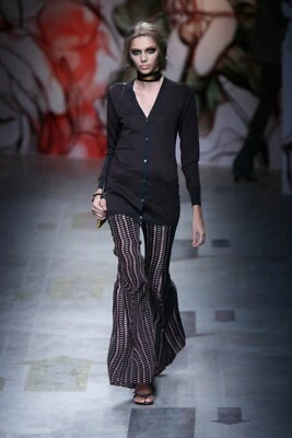 Pantalones acampanados de algodón a cuadros ondulados de hadas primavera 2008 Prada Vintage Archive 40 Foto 1 de 4