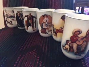 1982 Norman Rockwell Museum Set 6 Cup mug Vintage - Picture 1 of 12