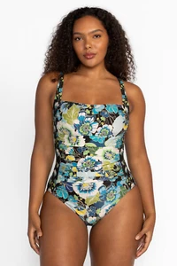 NWT JOHNNY WAS Jenn Ruched One Piece Super Flattering Swimsuit 2X Retail $198 - Picture 1 of 8