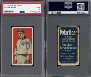 1909-1911 T206 Owen Donie Bush Detroit Tigers PSA 3 ***Polar Bear***