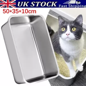 Large Stainless Steel Cat Litter Tray for Cat and Rabbit Metal Litter Box Home - Picture 1 of 12