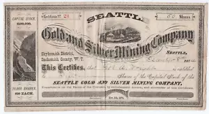 1874 Stock Seattle Minería de Oro y Plata Co Snohomish Co Territorio de Washington WT - Imagen 1 de 2