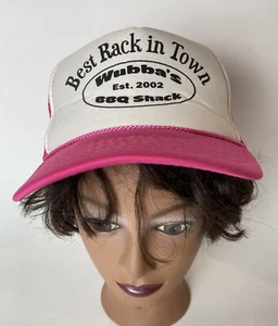 “Best Rack in Town” Womens Pink & White Trucker Hat Snapback Bachelorette Party - Picture 1 of 8
