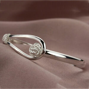 Fashion Trend Retro Romantic Flower Silver Plated Simple Bracelet Jewelry