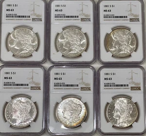 1881 S $1 MORGAN DOLLAR  NGC MS 63 - Picture 1 of 2