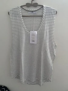 Clearance* C&M Camilla and Marc Linen Tank White And Black Sutton Stripes Size 8 - Picture 1 of 4