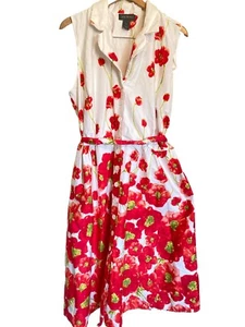 Lane Bryant White Red Floral Sleeveless Trad Wife Rockabilly Dress Plus Size 24 - Picture 1 of 9