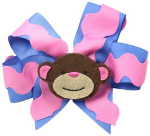 Mud Pie Baby Girl Toddler Safari Detachable Clip Hair Bow Monkey 1512043