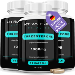 Turkesterone 1000mg per porzione | Confezione da 3 | 90 capsule per lattina (alto dosaggio) - Foto 1 di 7