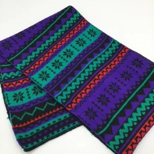 Reversible Unisex Winter Scarf Scandinavian Nordic Vibes Snowflake Fair Isles - Picture 1 of 12