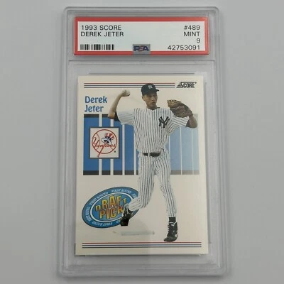 Derek Jeter 1993 Puntuación #489 RC PSA 9 Como Nuevo Yankees Selección del Draft Foto 1 de 2