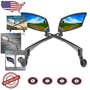 Handlebar Bike Mirror 1Pair Wide HD Convex Glass Scratch-Resistant Shatterproof - Picture 1 of 8