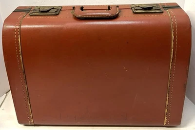 Maletín de equipaje de cuero marrón vintage estuche rígido de tren carcasa rígida Foto 1 de 4