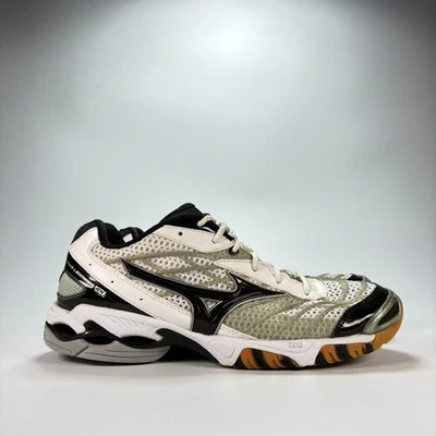 Zapatos de voleibol Mizuno Wave Lightning RX blancos negros ligeros para mujer talla 9” Foto 1 de 4