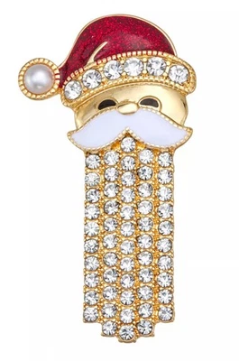Broche prendedor SANTA de cristal centelleante tono dorado de vacaciones de Navidad - NAPIER - Nuevo Foto 1 de 2