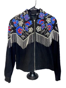 Chaqueta Bomber Vintage Modi Para Mujer Lentejuelas/Cuentas Y2K Talla Pequeña - Imagen 1 de 18