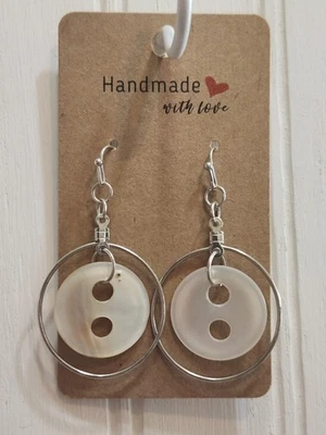 Pendientes únicos de botón para ciclo joyería todos los días contorno circular colgante hechos a mano Foto 1 de 3