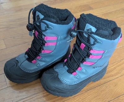 Columbia Kids Youth Bugaboot Celsius Waterproof Winter Boots Grey/Pink - Size 1 - Image 1 of 4