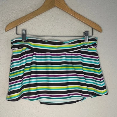 NUEVA Falda de Natación Athleta Parte Inferior Marrón Verde Rayas Mini Playa Crucero Ropa de Resort Foto 1 de 4