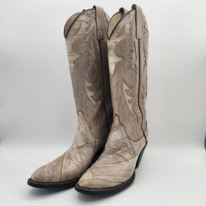 Botas vaqueras DAN POST ANGUILA gris/bronceado para mujer talla 7A estilo 4238 vintage - Imagen 1 de 24