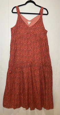 Joie Tiered Prairie Maxi Dress Size L Tea Rose Cotton Boho Flowy Sundress Beachy - Image 1 of 4