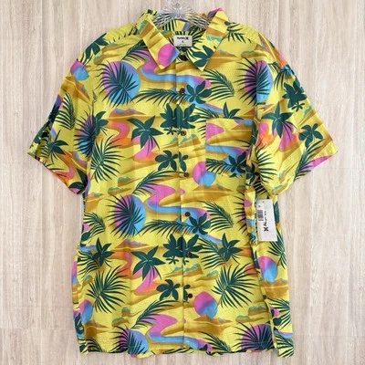 Camisa Hurley Hawaiana Para Hombres XL Botón Floral Manga Corta Helecho Bolsillo Ligero Foto 1 de 4