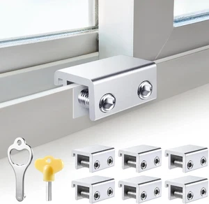 Sliding Window Locks (6 Sets), Security Window Locks with Keys, Adjustable Alumi - Picture 1 of 12