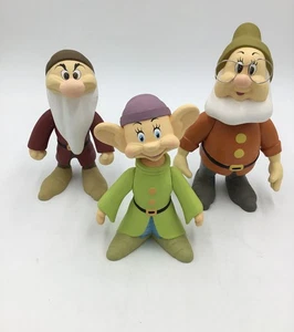 Lot of 3 Disney Catalog Exclusive Wooden Articulated Figurines Doc Dopey Grumpy - Picture 1 of 11